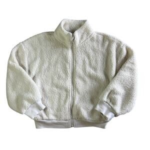 GAP Kids Sherpa Fleece Jacket Ivory Frost Size M (8) Cozy Zip-Up Teddy Style